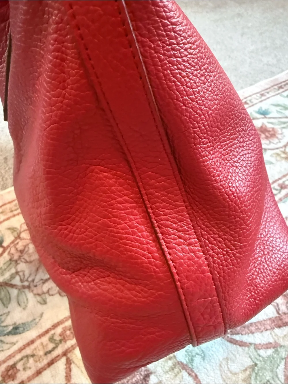 Furla Red Leather Tote with Gold Accent